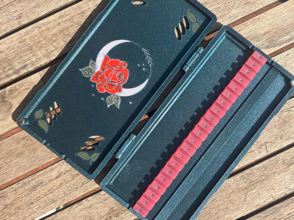 moon and rose design reed case for oboe reeds handmade custom from fswstudio