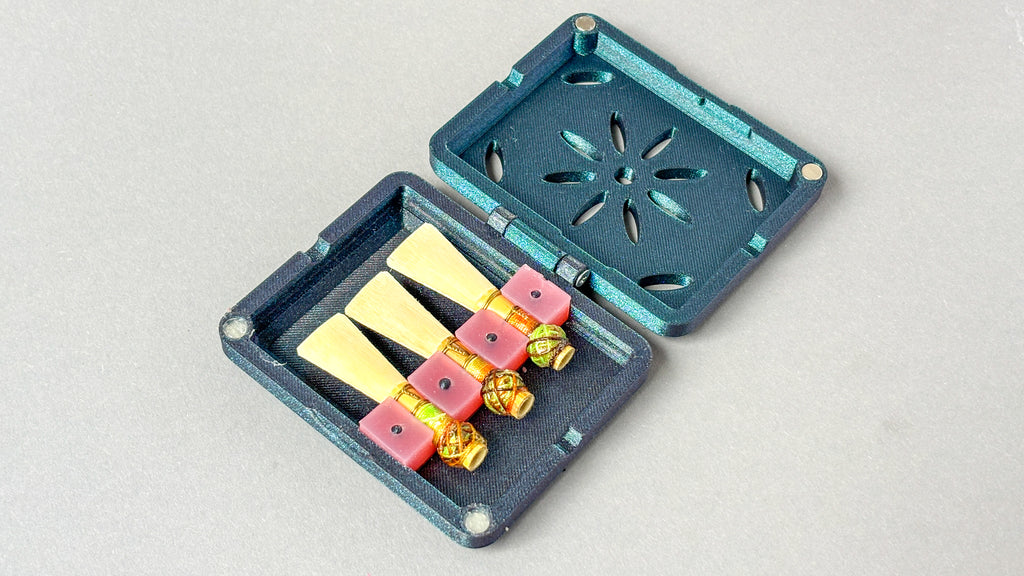reed case with 3 bassoon reeds