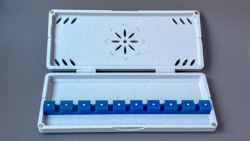 marble white stone finish blue holders contra case