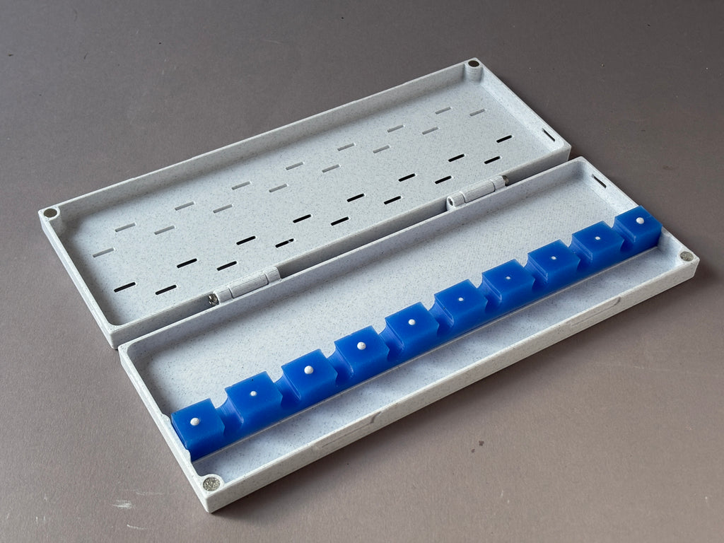 contrabassoon reed case with blue silicon band 